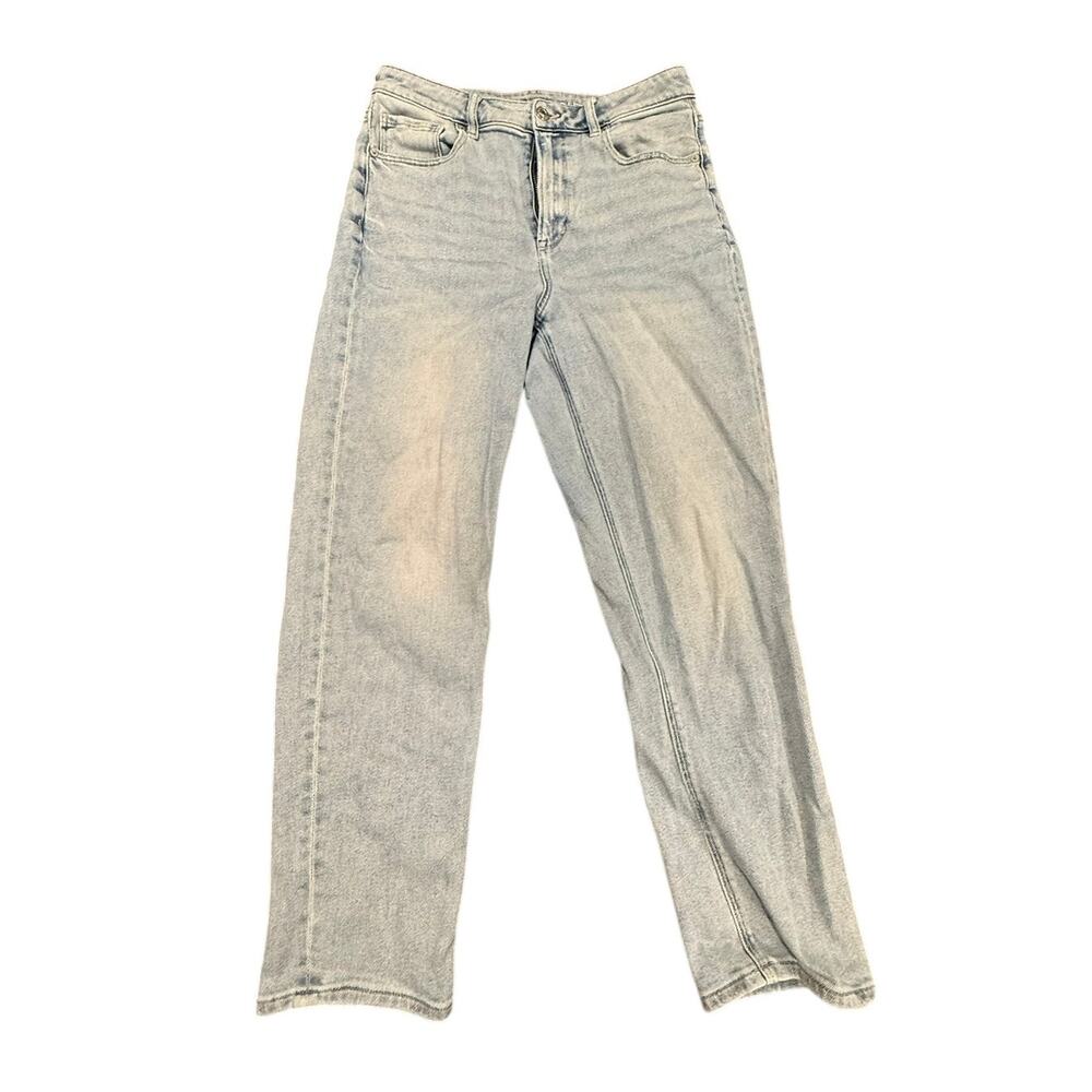 American Eagle Women's Light Wash High Rise Mom Straight Stretch Jeans Size 10